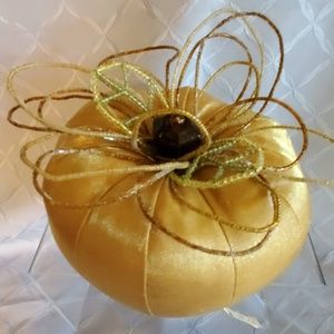 Elegant silky GOLD Pumpkin with beaded leaves